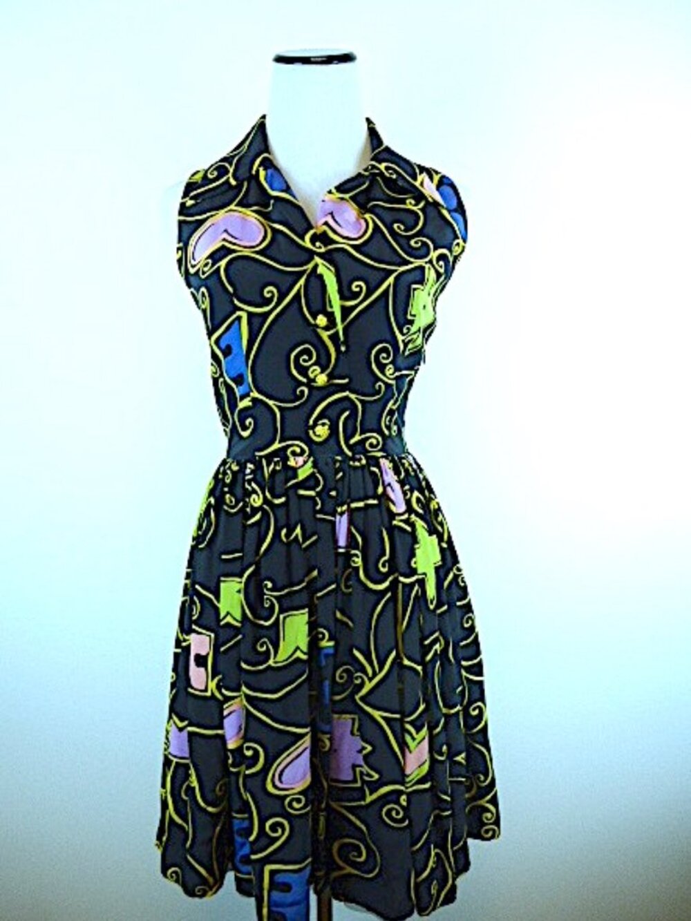 KATHRYN DIANOS black floral sleeveless BERGDORF GOODMAN Silk Vintage dress 2